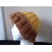 Hand knitted elegant and warm wool beanie/hat  brown + sunny yellow  eb-94660076